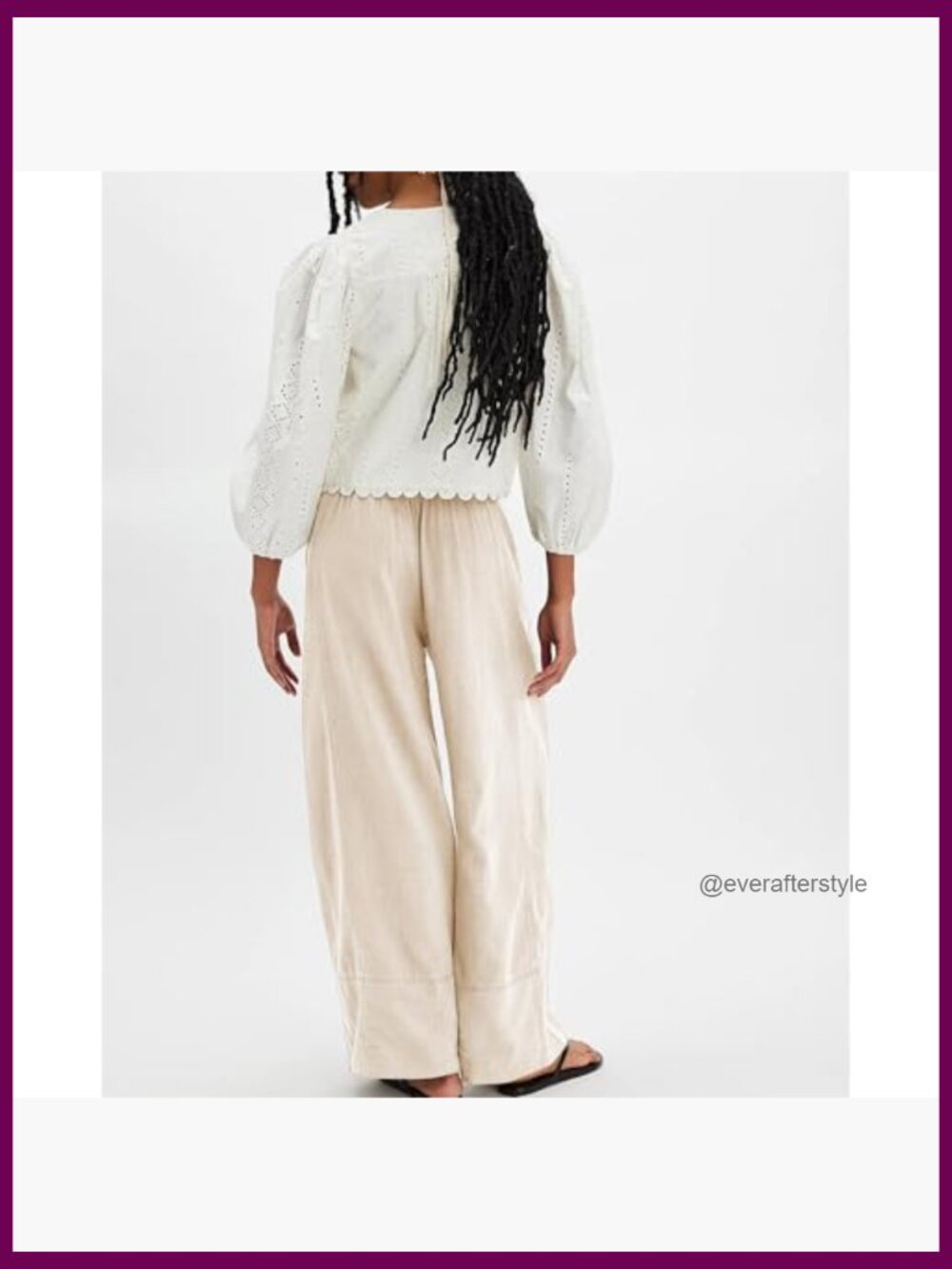 Cotton Linen Wide Leg Palazzo Pants with Pockets Casual Lounge Trousers - Picture 4 of 7